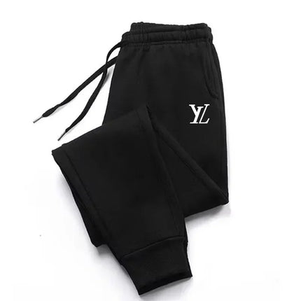 Korean men's luxury printed sports pants warm jogging pants set men's outdoor pants new autumn and winter pants