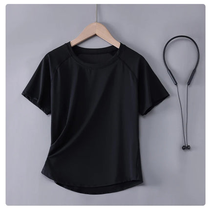 DRUR Women Sports T-shirt Short Sleeve Quick Dry Loose  Compression Shirt Female Summer Fitness Sweatshirt Running Gym Tops New