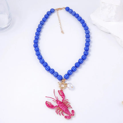 Vintage Personality Animals Necklaces for Women Vintage Beaded Lobster Pendant Necklace Jewelry Neck Accessories