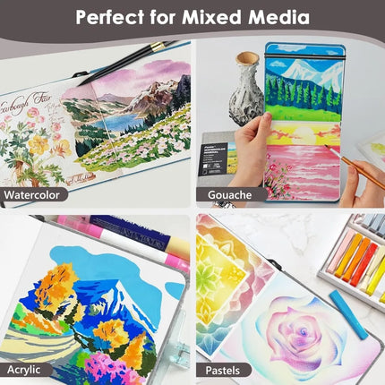 Watercolor Journal 2-Pack, 5.5x5.5 Square, 48 Pages Each, 230gsm, Gray & Blue Cover
