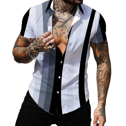 Hawaiian Men's Shirt Summer Fashion Sexy Striped Printed Shirts For Men Casual Tops Tee Male Clothing Oversized Camisa