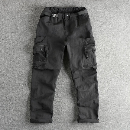 2025 New Japanese Loose Straight Outdoor Paratrooper Assault Pants Men's Functional Pocket Casual Trouser with Belt for Cityboy