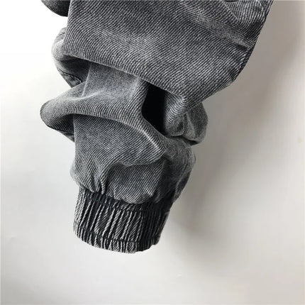 Men Casual Cargo Harem Jeans Pants High Street Hip Hop Length Men's Clothing Denim Sweatpants Spring Autumn Big Size