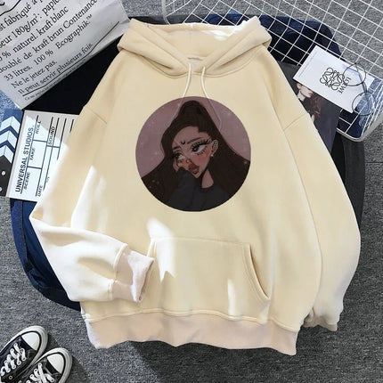Ariana Grande Casual Drawstring Kangaroo Pocket Hoodies Sweatshirt Women's Clothing Clothing Winter Clothes Women