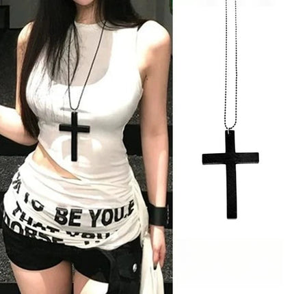 Summer Black Rhinestone Cross Jesus Pendant Choker Necklace for Women Punk Vintage Double Layers Chain 2026 Neck Boho Jewelry