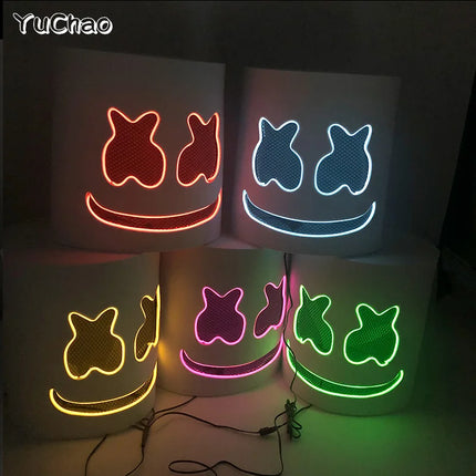 Hot sale Luminous Head Cover luminous DJ Marshmello mask Glowing Cosplay Headgear for Neon Night Club Music Rave Props