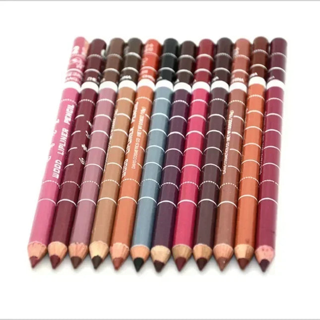 New 2025 Hot Sale New 12 Color 1Set Professional Metal Makeup Pencil Lipstick Suitable Women's Makeup Matching Lipstick Supplies