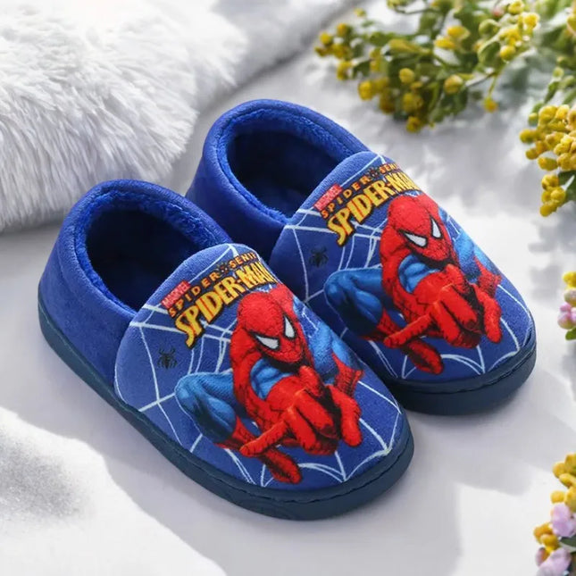 Children Cartoon Spider Print Cotton Slipper Soft Autumn Winter Warm Baby Boys Girl Indoor Home Bedroom Cotton Shoes Size 24-31