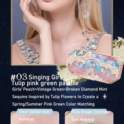 Flower Knows Moonlight Mermaid Eyeshadow Palette 8-Color Matte Shimmer Glitter Eye Makeup Cosmetics Women Beauty Eye Shadow