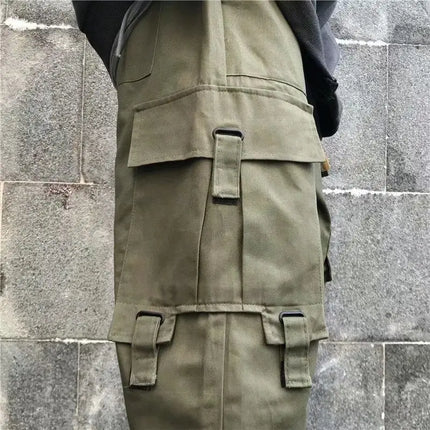 Functional Large Pocket Cargo Pants Men Harajuku Loose Hip Hop Trendy Elastic Ankle Casual Trousers Modern Streetwear