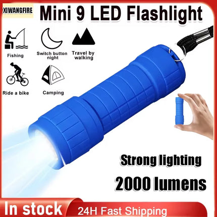 Mini Portable Flashlight 9 LED Lamp Beads Strong Lighting Using Pocket Outdoor Camping Waterproof Emergency Torch Children Gifts