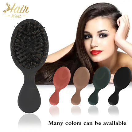 Hair Want Boar Bristles Hair Extension Brush with Nylon Travel Size Hair Brush Protable Mini Hair Brush for Pockets Purses