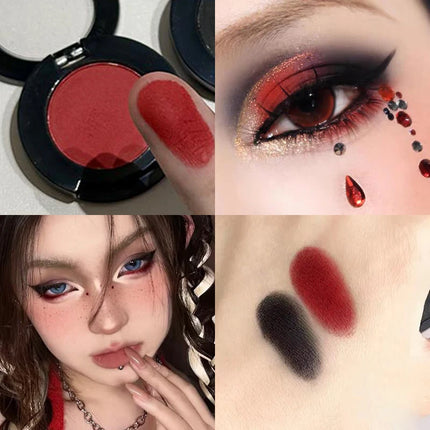 1Pc Blue Black Red Eyeshadow Palette Halloween Makeup Girl Smoky Punk Eye Shadow Palette Matte White Lying Silkworm Eye Cosmetic