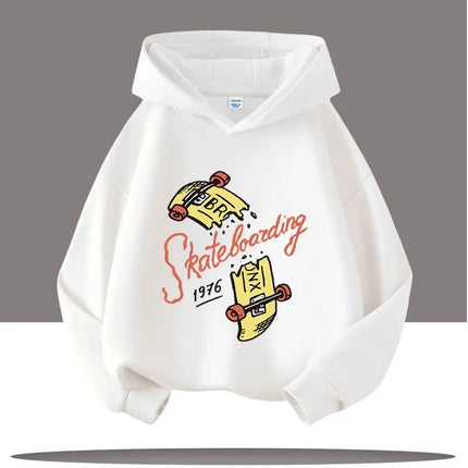 Autumn Winter Skateboard Cool Print Children's Hoodie Warm Pullover Girl Casual Top Kid Casual Clothes Boy Sportswear Sweatshirt