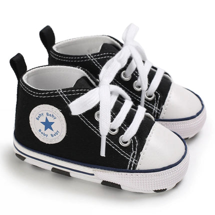 Baby Canvas Classic Sports Sneakers Newborn Baby Boys Girls Print Star First Walkers Shoes Infant Toddler Anti-slip Baby Shoes