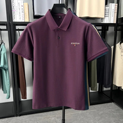 100% Cotton Luxury Brand Short Sleeve Polo Shirt Fashion Letter Embroidery Men's Summer Breathable Business Casual Lapel T-shirt