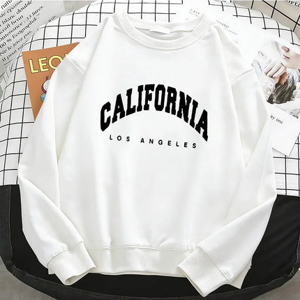 Trendy California Los Angeles  Womens Hoodies Fashion Fleece Sweatshirt Soft 90s O-Neck Pullover Casual Female Clothes