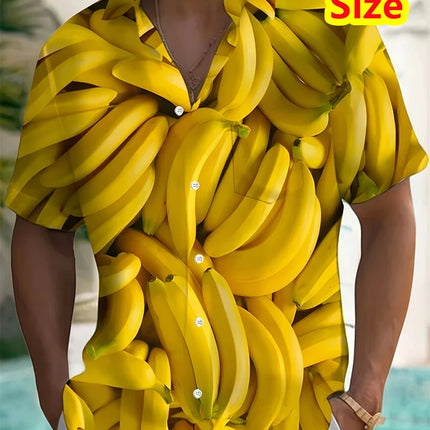 Hawaiian Men's Shirt Abstract Banana Pineapple 3D Printing Tee 2025 Funny Fruit Summer Blouse Lapel Short Sleeves Shirts Tops