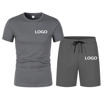 Custom Print DIY Men's Summer T-Shirt Casual Mesh Set Sports Jogging Duo Set Breathable Fast Drying Gym Shirt Football Shirt