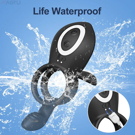 Couple Vibrator Sex Cockring with Dual Motor Delay Ejaculation Penisring Remote Control Cock Penis Ring Adult Sey Toys for Men