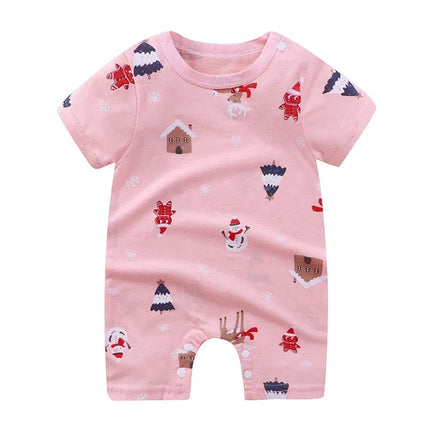 Summer 3-24 Months Baby Boys Girls Romper Infant Jumpsuit Cartoon Short-sleeved Climbing Pajamas Cotton Toddler Clothes