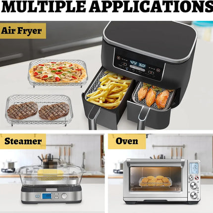 Air Fryer Rack for Ninja Dual 3pcs Layered Stainless Steel Grilling Rack Rectangle Hot Airfryer Basket Tray Accessories