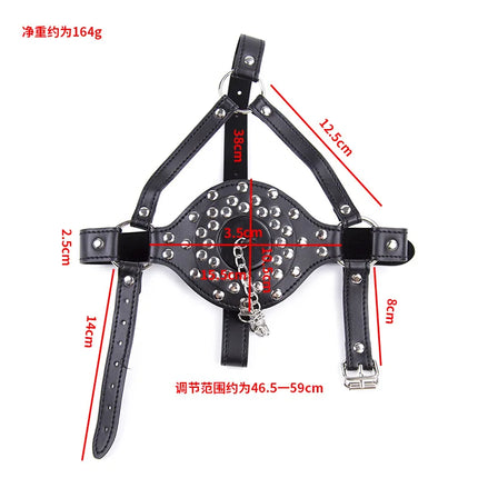 Urinal Funnel Oral Enema Drool Mouth Plug Open Gag Mask Penalty SM Slave Flirting Fetish Adults Erotic Games PU Leather Bondage