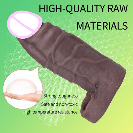 Realistic Penis Extension Sleeve Reusable Silicone Penis Sleeve Male Enlargement Extender Condom Thick Cock Sleeve For Men