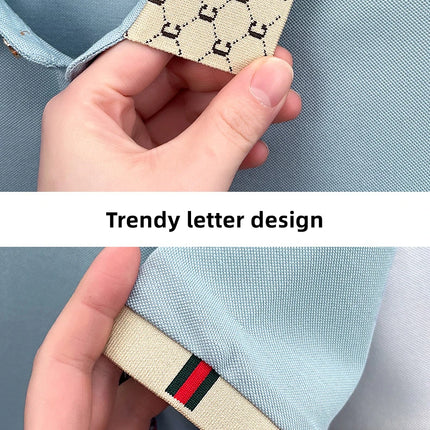 Advanced letter embroidery short sleeve polo shirt light luxury brand business leisure summer men's T-shirt fashion lapel top