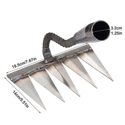 4-7 Teeth Iron Gardening Hoe Weeding Rake Farm Tool Grasping Raking Loosening Soil Nail Rake Tool Artifact Harrow Farm Tools