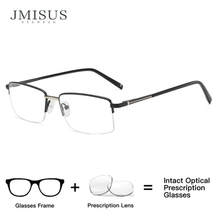 JMISUS 2025 New Arrivals Haft-rimless Prescription Glass Men Custom Rectangle Progressive Eyewear Fashion Optical Eyeglasses