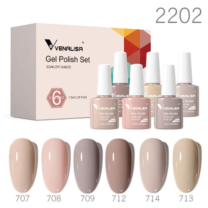 6pcs/kit VENALISA Valentine's Day Collection Lovely Pink Nails HEMA FREE TPO FREE Soak Off UV LED Semi Permanent Set Gel Varnish