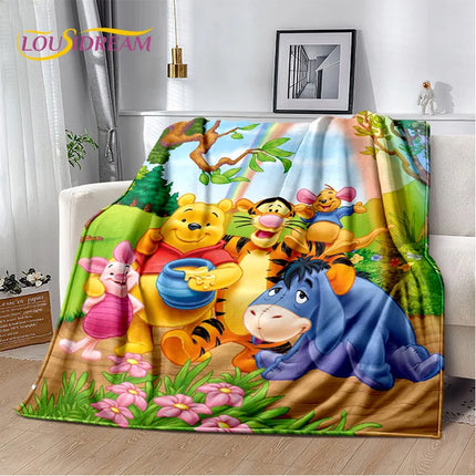 Cute Winnie Pooh Bear Cartoon Soft Flannel Blanket for Bed Bedroom Sofa Picnic,Throw Blanket for Outdoors Leisure Gift Kid Cover