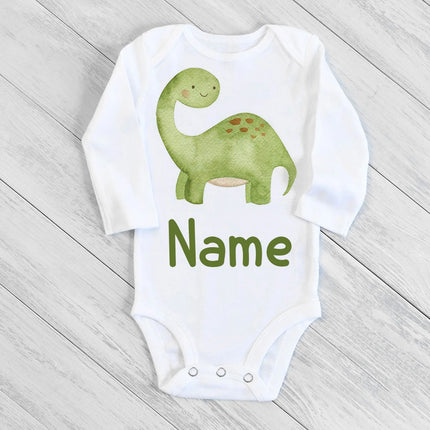 Personalise Infant Bodysuits Body Baby Custom Name Clothes Dinosaur Print Boys Girls Romper Long Sleeve Newborn Jumpsuit Outfits