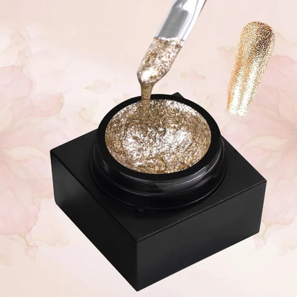Reflective Glitter Gel Polish Mirror Chrome Effect Gold Silver Black UV Cured Long Lasting Shiny Salon Home DIY Nail Art