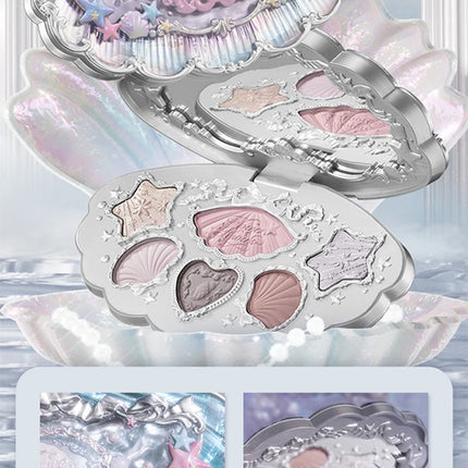 Flower Knows Shell Pearl Collection 6Colors Matte Pearl Sea Eyeshadow Palette Metallic High-Pigment Long-lasting Eye Makeup