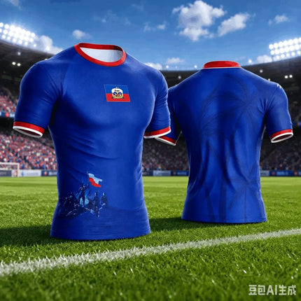 2026 New Haiti Football T-Shirt, Sports Casual Haitian Jersey, Flag Printed Short Sleeve for Men & Women, Ideal Gift