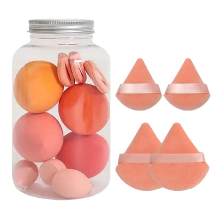 14Pcs Hybrid Makeup Sponge & Powder Puff Set - Hydrophilic Latex-Free Foundation & Loose Powder | Vegan Oil-Free Beauty Tools