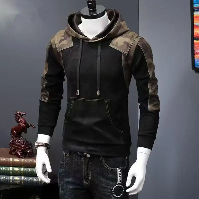 Y2K Techwear Autumn Hooded Tracksuit Men Cotton Cargo Hoodie Fashion Mens Streetwear Camouflage Patchwork Black tactics Hoodies