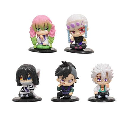 5 Style/Set Q Version Demon Slayer Sitting Ghost Doll Tanjiro Nidouzi Inosuke Zenizu Figure Action Figure Movie Model Toys Doll