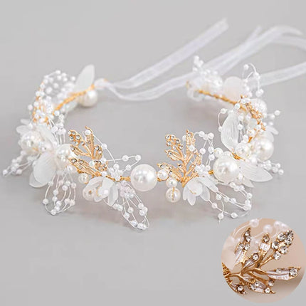 Pearl Flower Wreath Headband Girls Bridal Elegant Crowns Hair Headdress Bride Garland Head Hoop Wedding Headbands Hair Jewelry
