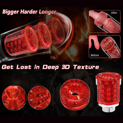 Enlargers LCD APP Penis pump Pocket Pussies Thrusting Rotating Vibrating Sucking Lickin 9 In 1 Multi-Functional Cook Exerciser