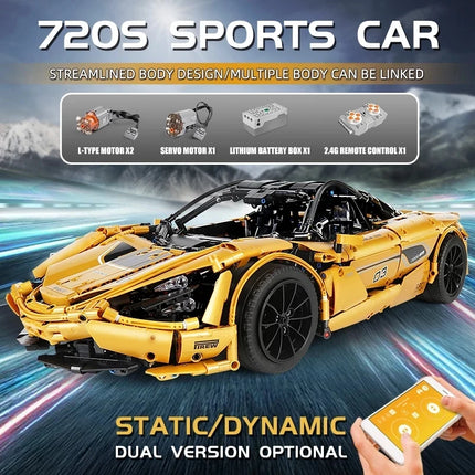 Mould King 13145s High-Tech Car Toys The MOC-46762 RC APP Motorized 720S P1 Car Model Building Blocks Toys Kids Christmas Gifts