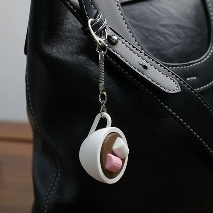 Funny 3D Printed Clicker Key Chain Simulation Sensory Finger Button Pendant Food Funny Fidget Coffee Calming Keychain Kids