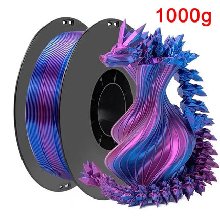 Dual Color Filament Silk PLA 1.75mm 1kg/500g/250g 3D Printer Filament High SpeedShiny PLA Multicolor Black Red Blue Bundle