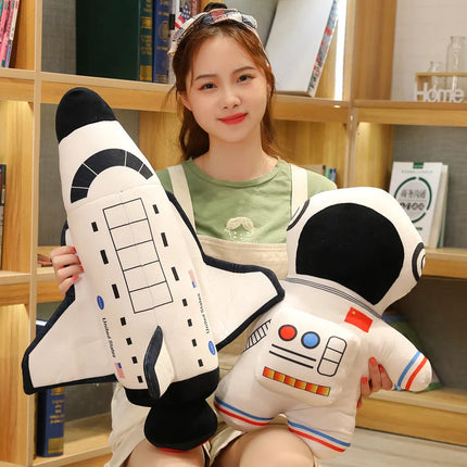 Plush Astronaut Spaceship Toy 1pc Stuffed Soft Doll Cartoon Pillow For Kids Creative Boys Birthday Gift Accompanying Decoration
