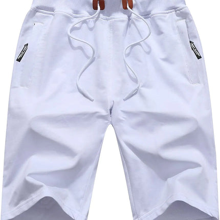 Drawstring Men's Cotton Shorts, Cozy Fit Slim Elastic Sports Shorts Man Casual Running Trendy Sweatpants Male Clothing