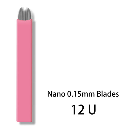 50pcs/Box Pink 0.15mm Microblading U Shape Needles Permanent Makeup Eyebrow Tattoo Manual Nano Blades Needles