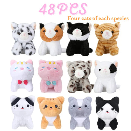 12-48Pcs Cat Plush Adopt A Pet Party Favors Cat Stuffed Animal Bulk Kitten Stuffed Animal for Birthday Party Gifts