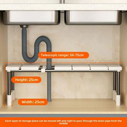 Telescopic Stackable Storage Rack Multifunctional Layered Shelf Sink Holder Wardrobe Closet Organizer